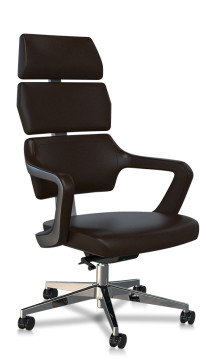Ergonomic black leather executive chair Fixed Armrest
