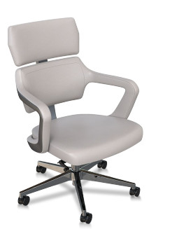 Mid Back Swivel Ergonomic Executive Chair PU Leather Fixed Armrest